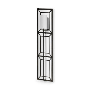 Mercana Noah 12.2x55 Black Metal w/White Fabric Shade Rectangular Wall Sconce  68423-AB