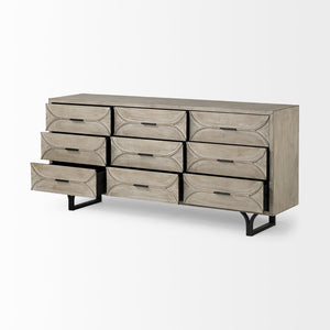 Mercana Giselle II Elegant 9-Drawer Sideboard with Geometric Design for Modern Glam and Farmhouse Spaces 68533
