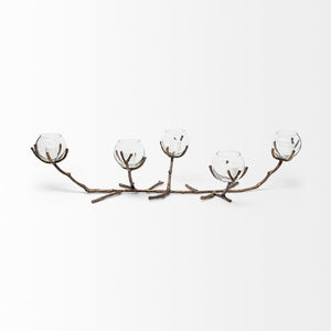Mercana Vine Distressed Metal Candle Holder with Creeper Design – Elegant Centerpiece for Any Occasion Gold Metal 68416