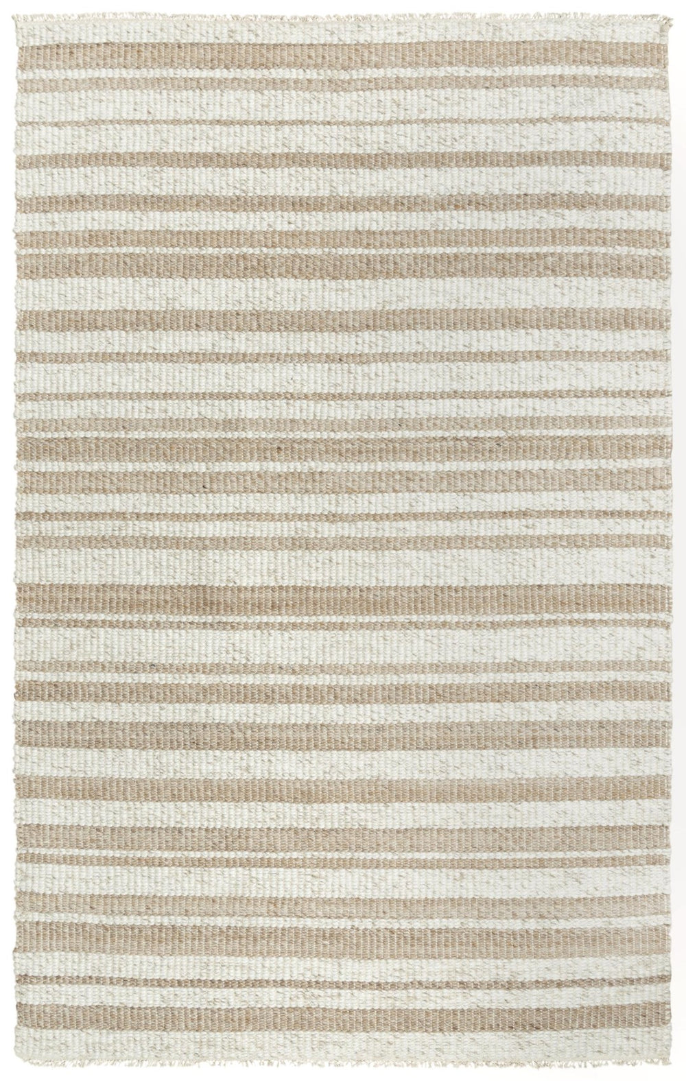 Alora Decor Sun Hand-Woven Beige Rug With Ivory Stripes And Fringe, 80% Wool/20% Polyester Durable Comfort 5' x 7'6" 00300310637040576