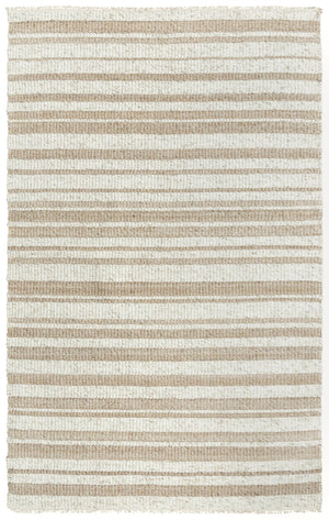 Alora Decor Sun Hand-Woven Beige Rug With Ivory Stripes And Fringe, 80% Wool/20% Polyester Durable Comfort 5' x 7'6" 00300310637040576