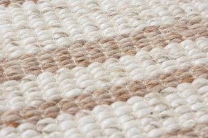 Alora Decor Sun Hand-Woven Beige Rug With Ivory Stripes And Fringe, 80% Wool/20% Polyester Durable Comfort 5' x 7'6" 00300310637040576