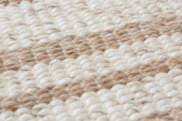 Alora Decor Sun Hand-Woven Beige Rug With Ivory Stripes And Fringe, 80% Wool/20% Polyester Durable Comfort 5' x 7'6" 00300310637040576