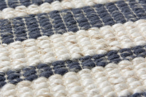 Alora Decor Sun Blue Hand-Woven Rectangle Rug In Ivory And Blue Stripes—Soft Wool-Poly Blend, Fringe Detail, Artisanal Charm 7'6" x 9'6" 00300310737097696