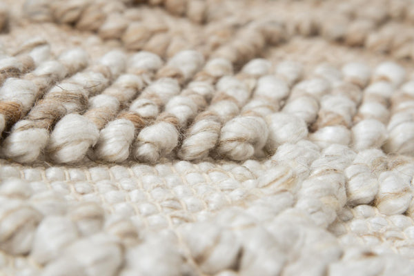 Alora Decor Sun Hand-Woven Wool Blend Rectangle Rug With Subtle Geometric Pattern, Fringe, Plush Textured Pile 5' x 7'6" 00300310800040576