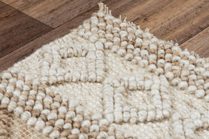 Alora Decor Sun Hand-Woven Wool Blend Rectangle Rug With Subtle Geometric Pattern, Fringe, Plush Textured Pile 5' x 7'6" 00300310800040576