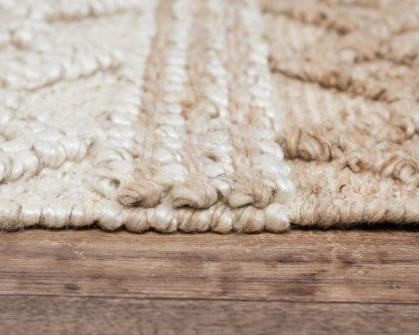 Alora Decor Sun Hand-Woven Wool Blend Rectangle Rug With Subtle Geometric Pattern, Fringe, Plush Textured Pile 5' x 7'6" 00300310800040576