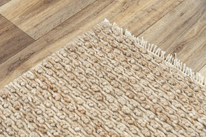 Alora Decor Sun Brown Hand-Woven Wool-Blend Rug With Basket Weave Texture, Double-Knot Detail & Fringe 8'6" x 11'6" 00300310900448611