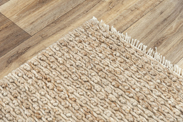 Alora Decor Sun Brown Hand-Woven Wool-Blend Rug With Basket Weave Texture, Double-Knot Detail & Fringe 8'6" x 11'6" 00300310900448611