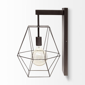 Mercana Cordova Industrial Geometric Wall Sconce - Modern Metal Hanging Bulb Cage for Stylish Lighting 68343