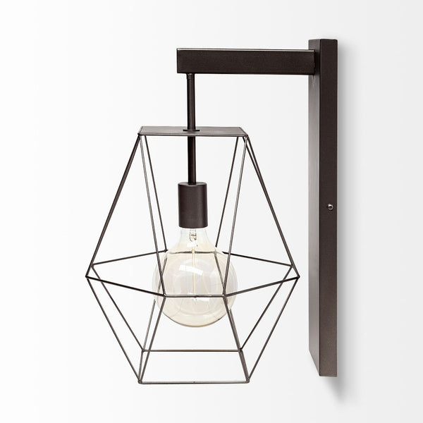 Mercana Cordova Industrial Geometric Wall Sconce - Modern Metal Hanging Bulb Cage for Stylish Lighting 68343