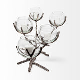 Mercana Vine I Distressed Silver Metal Creeper Five Candle Table Candle Holder 68415