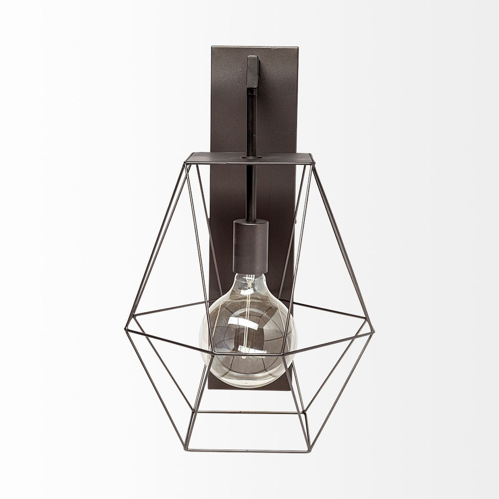 Mercana Cordova Industrial Geometric Wall Sconce - Modern Metal Hanging Bulb Cage for Stylish Lighting 68343