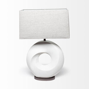 Mercana Celtica (26.8"H) White Resin Ring-Shaped Base Table Lamp 68337