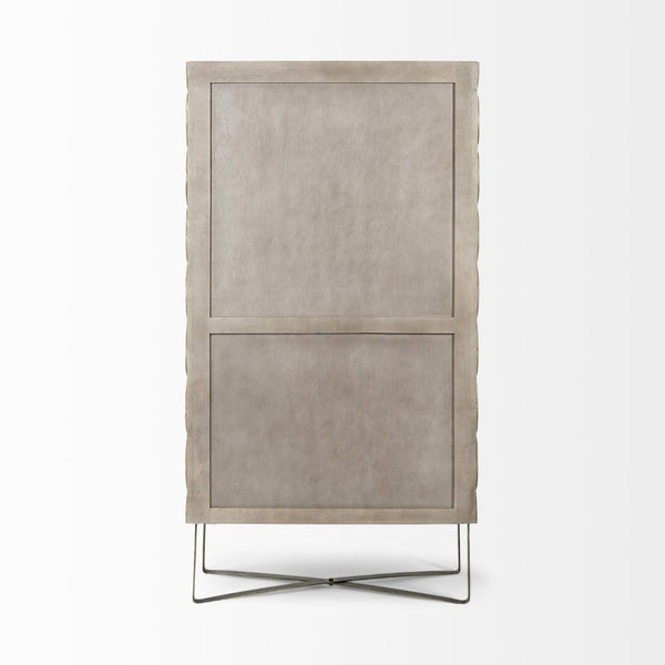 Mercana Excelsior Storage Cabinet: Art Deco Glamour with Solid Mango Wood and Chic Iron Base for Modern Homes 68476