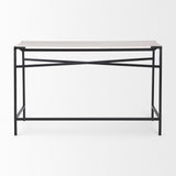 Mercana Lucas 50 X 16 X 30 White Marble Top Black Metal Frame Console Table 68469