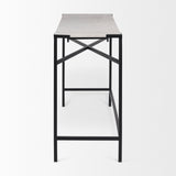 Mercana Lucas 50 X 16 X 30 White Marble Top Black Metal Frame Console Table 68469