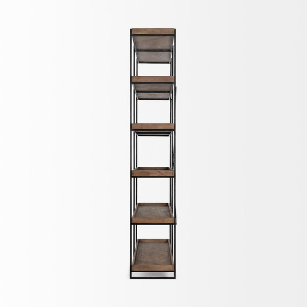 Mercana Trey Five Tray Shelf Unit – Industrial-Style Storage for Modern Living with Durable Mango Wood Design 68485