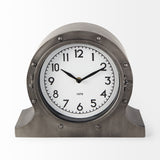 Mercana Camden Gray Distressed Metal Porthole Table Clock 68521