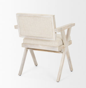 Mercana Topanga Dining Chair - Elegant Solid Back Design with Plush Upholstery for Coastal and Modern Spaces Cream Fabric | Blonde Wood 68505