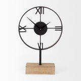 Mercana Oris Black Metal/Wood Open Frame Table Clock 68642