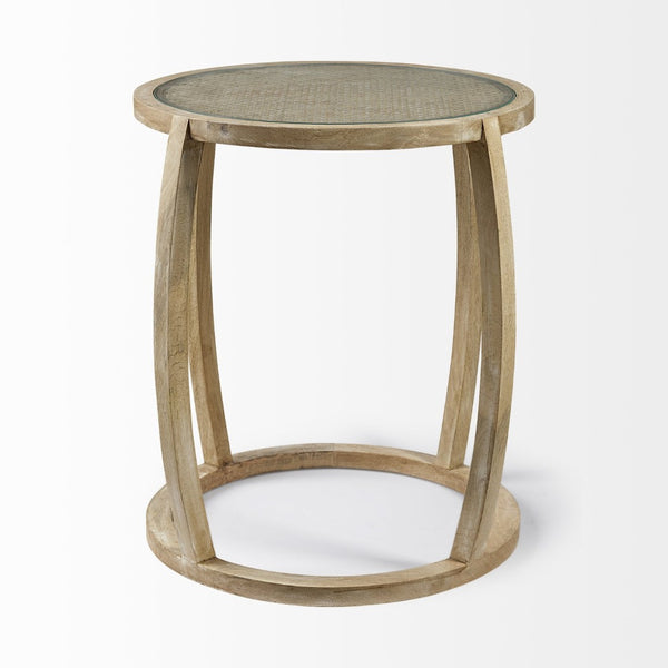 Mercana Hubbard Accent Table with Cane Weave Design - Mid-Century Modern Coastal Style for Any Room 68502