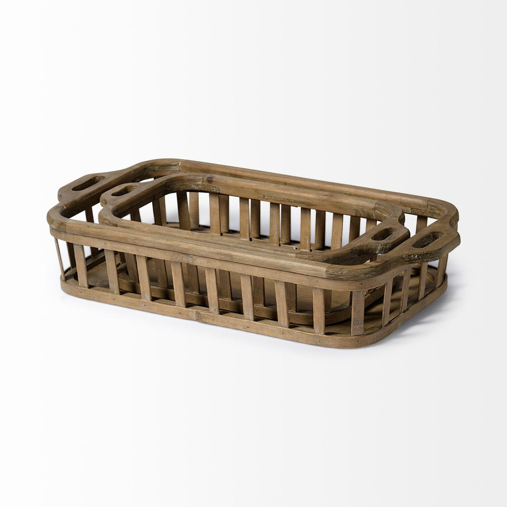 Mercana Louis Rustic Wood Nesting Trays for Serving and Decor - Versatile Farmhouse Style and Practical Use 68639