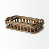 Mercana Louis Set of 2 Natural Wood Slated Nesting Trays  68639