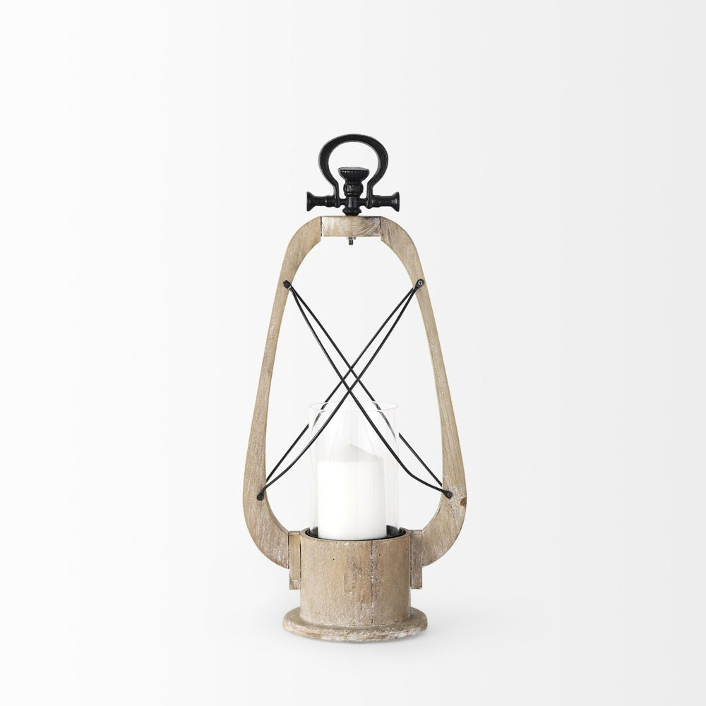 Mercana Zain Vintage-Inspired Wooden Lantern Candle Holder – Timeless Charm for Farmhouse and Modern Decor 68637