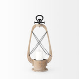 Mercana Zain I Small Brown Wooden Vintage Inspired Candle Holder Lantern 68637