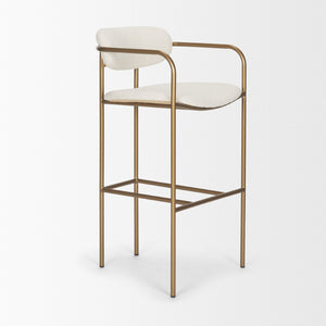 Mercana Parker Counter Stool – Stylish Upholstered Seating with Industrial Metal Frame for Modern Spaces Cream Fabric | Gold Metal | Bar 68564
