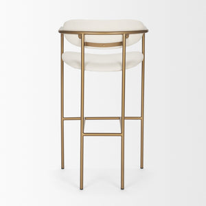 Mercana Parker Counter Stool – Stylish Upholstered Seating with Industrial Metal Frame for Modern Spaces Cream Fabric | Gold Metal | Bar 68564