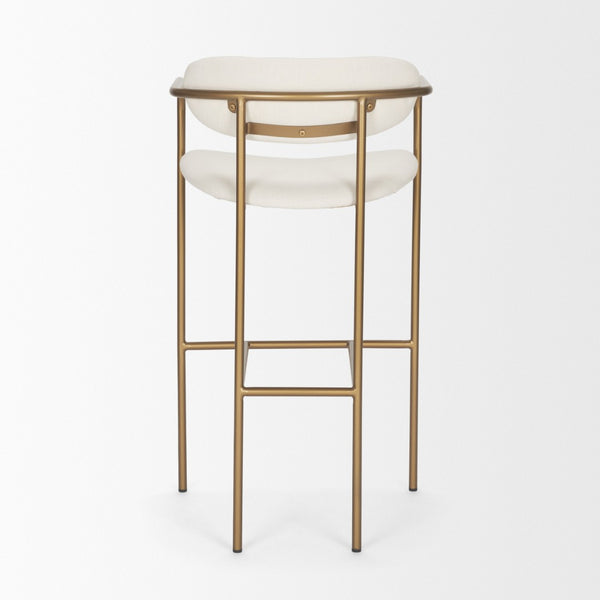 Mercana Parker Counter Stool – Stylish Upholstered Seating with Industrial Metal Frame for Modern Spaces Cream Fabric | Gold Metal | Bar 68564