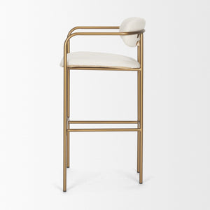Mercana Parker Counter Stool – Stylish Upholstered Seating with Industrial Metal Frame for Modern Spaces Cream Fabric | Gold Metal | Bar 68564