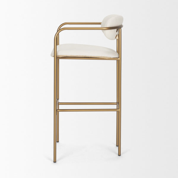 Mercana Parker Counter Stool – Stylish Upholstered Seating with Industrial Metal Frame for Modern Spaces Cream Fabric | Gold Metal | Bar 68564