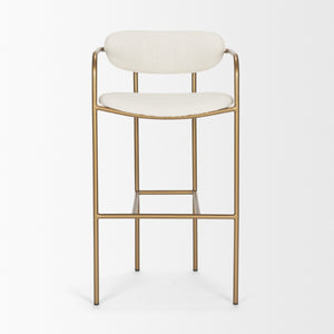 Mercana Parker Counter Stool – Stylish Upholstered Seating with Industrial Metal Frame for Modern Spaces Cream Fabric | Gold Metal | Bar 68564