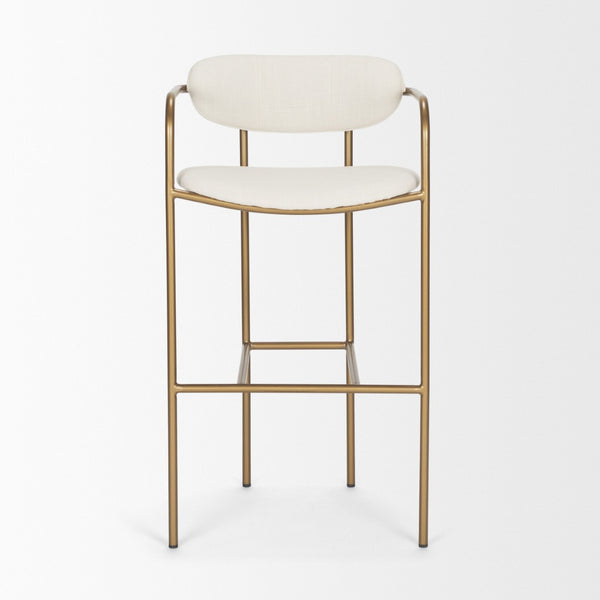 Mercana Parker Counter Stool – Stylish Upholstered Seating with Industrial Metal Frame for Modern Spaces Cream Fabric | Gold Metal | Bar 68564