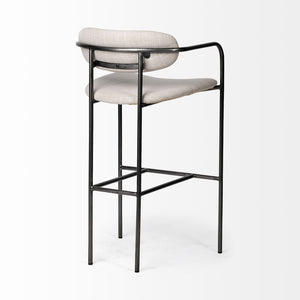 Mercana Parker Counter Stool – Stylish Upholstered Seating with Industrial Metal Frame for Modern Spaces Beige Fabric | Grey Metal | Bar 68563