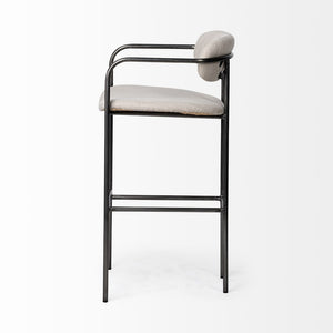 Mercana Parker Counter Stool – Stylish Upholstered Seating with Industrial Metal Frame for Modern Spaces Beige Fabric | Grey Metal | Bar 68563