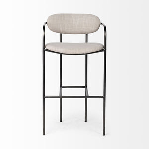 Mercana Parker Counter Stool – Stylish Upholstered Seating with Industrial Metal Frame for Modern Spaces Beige Fabric | Grey Metal | Bar 68563