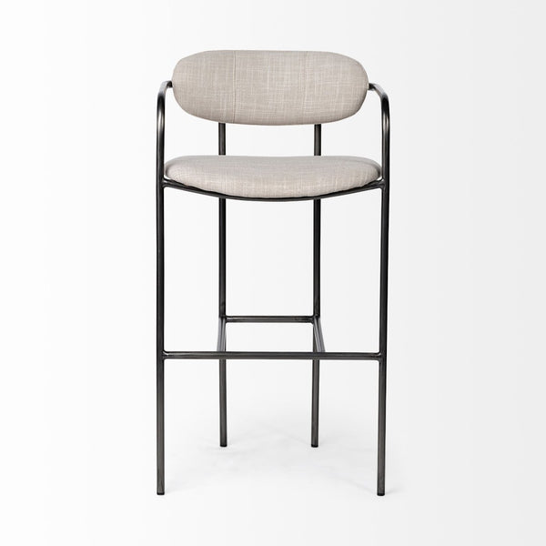 Mercana Parker Counter Stool – Stylish Upholstered Seating with Industrial Metal Frame for Modern Spaces Beige Fabric | Grey Metal | Bar 68563