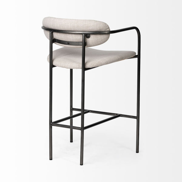 Mercana Parker Counter Stool – Stylish Upholstered Seating with Industrial Metal Frame for Modern Spaces Beige Fabric | Grey Metal | Counter 68561