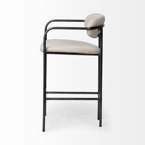 Mercana Parker Counter Stool – Stylish Upholstered Seating with Industrial Metal Frame for Modern Spaces Beige Fabric | Grey Metal | Counter 68561
