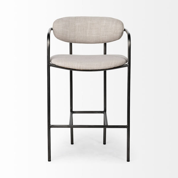 Mercana Parker Counter Stool – Stylish Upholstered Seating with Industrial Metal Frame for Modern Spaces Beige Fabric | Grey Metal | Counter 68561
