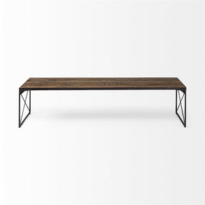 Mercana Trestman III Versatile Accent Bench with Polished Mango Top and Sturdy Industrial Base, 66" Long 68586
