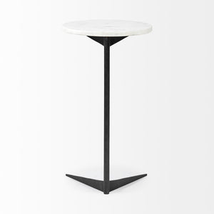 Mercana Ballatine Modern Round Accent Table with Luxurious Stone Top and Sturdy Iron Base for Stylish Spaces 68487