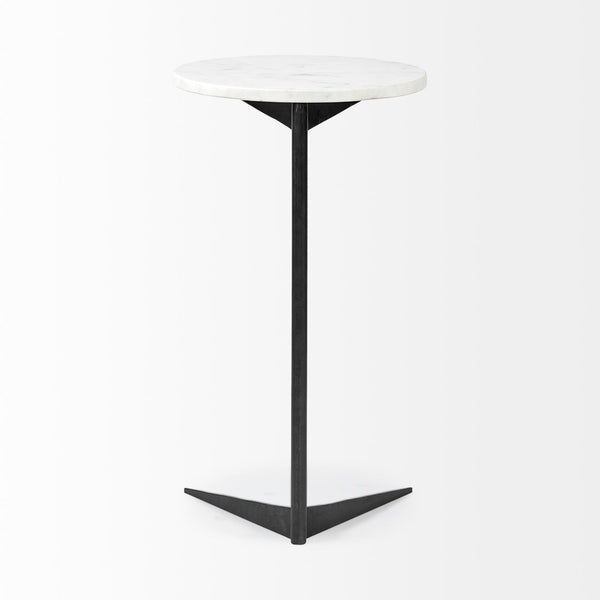 Mercana Ballatine Modern Round Accent Table with Luxurious Stone Top and Sturdy Iron Base for Stylish Spaces 68487