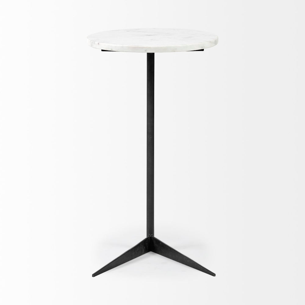Mercana Ballatine Modern Round Accent Table with Luxurious Stone Top and Sturdy Iron Base for Stylish Spaces 68487