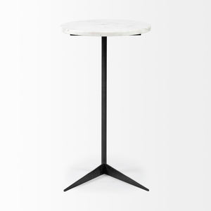Mercana Ballatine Modern Round Accent Table with Luxurious Stone Top and Sturdy Iron Base for Stylish Spaces 68487