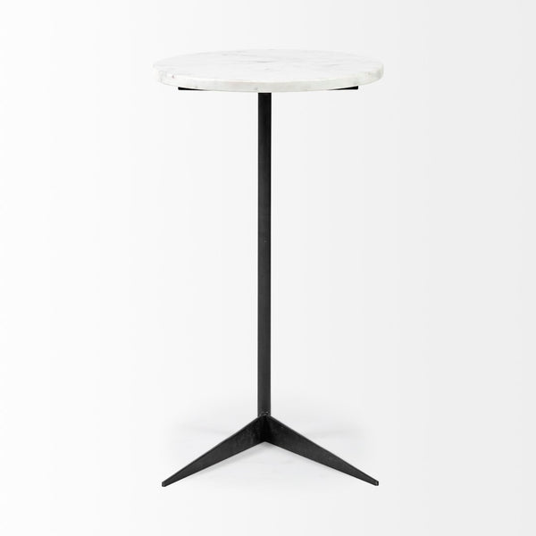 Mercana Ballatine Modern Round Accent Table with Luxurious Stone Top and Sturdy Iron Base for Stylish Spaces 68487